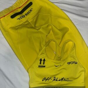 Off-White Yellow Athletic Sports Bra and Leggings Set
